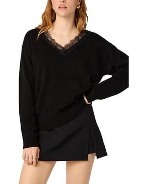 Astr Jadyn Wool Lace Trim Sweater - Black
