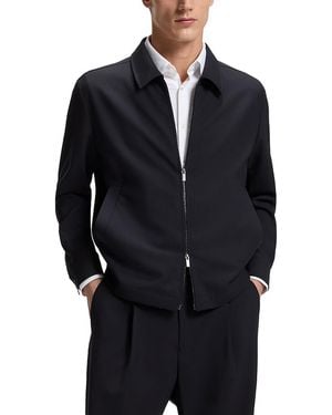 BOSS P-Carper Performance Wool Slim Fit Zip Blouson Jacket - Blue