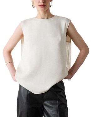 Whistles Sleeveless Fringe Back Top - White