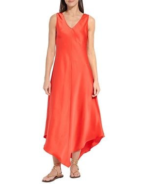 Lyssé Sakura Bias Cut V Hem Dress - Red