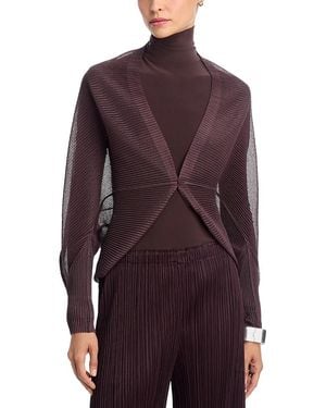 Pleats Please Issey Miyake Tatami One Button Cardigan - Purple