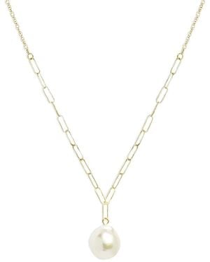 Bloomingdale's Fine Collection Baroque Pearl Rope & Paperclip Necklace - Metallic