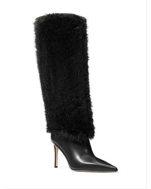 Michael Kors Dawn Faux Shearling & Leather Knee High Boots - Black