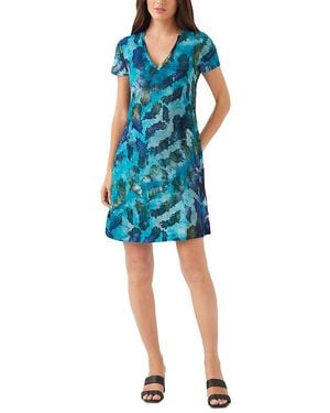 Karen Kane Short Sleeve Jacquard Dress - Blue