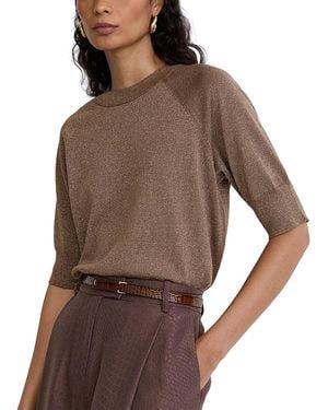 Reiss Metallic Crewneck Top - Brown