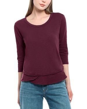 Wilt 3/4 Sleeve Shrunken Crew Mock Layer Tee - Red