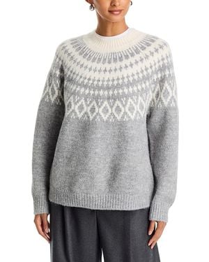 Aqua Hasana Fair Isle Crewneck Sweater - Gray