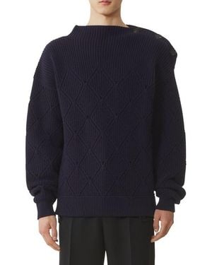 Lanvin Wool Sweater With Diamond Detail - Blue