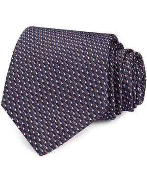 Canali Silk Classic Geometric Tie - Blue