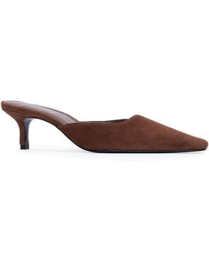 Black Suede Studio Pointed Pumps - Brown
