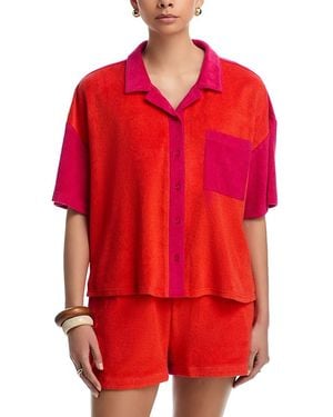 Echo Terry Camp Shirt Swim Cover-Up - Red