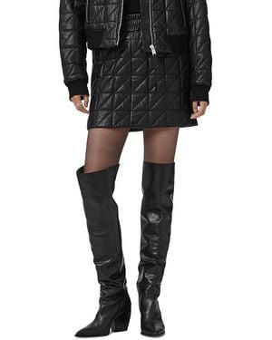 AllSaints Carly Quilted Leather Skirt - Black