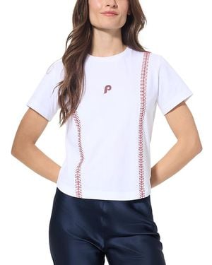 Terez Baseball Stitch Baby Tee - White