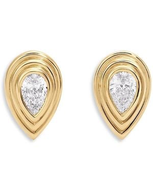 Adina Reyter 14K Lab Grown Diamond Pear Groovy Stud Earrings - Metallic