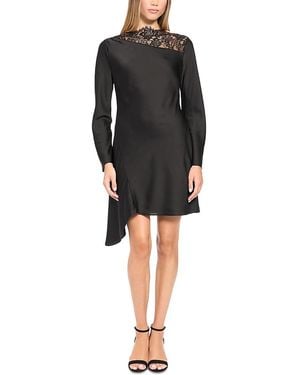 Donna Morgan Lace Inset Asymmetric Mini Dress - Black