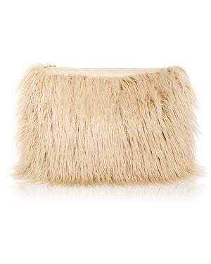 L'Agence Adelina Faux Fur Clutch - Natural