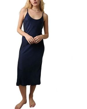 Lunya Washable Silk Bias Slip Dress - Blue