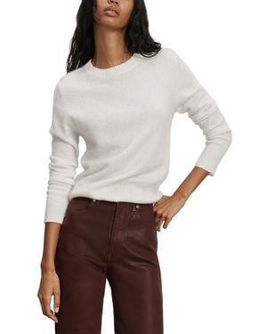 Veronica Beard Pippen Brushed Cashmere Long Sleeve Sweater - White