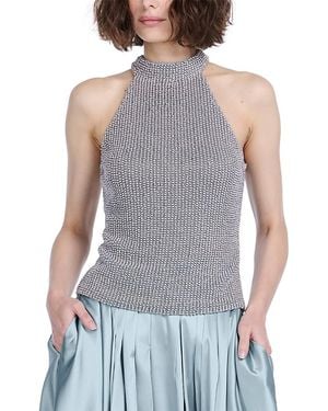 EMILY SHALANT Pearl Sleeveless Mock Neck Top - Blue
