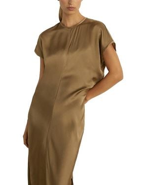 Reiss Kora Satin Short Sleeve Maxi Dress - Brown
