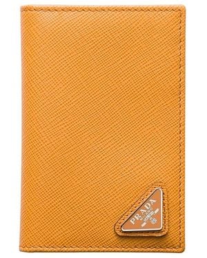 Prada Saffiano Leather Card Holder - Orange