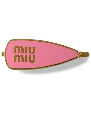 Miu Miu Enameled Metal Hair Clip - Pink