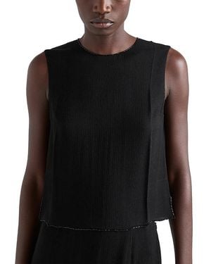 Prada Sleeveless Triple Silk Chiffon Top - Black