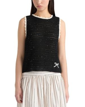 NVLT Sleeveless Sequin Crochet Sweater - Black