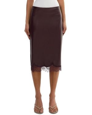 Lamarque Sonja Lace Trim Faux Leather Skirt - Red