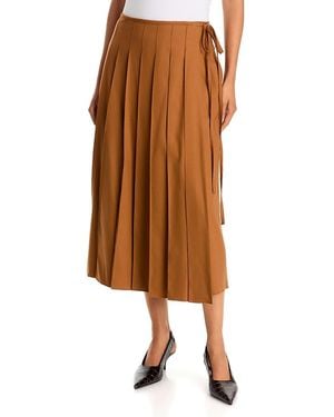 Theory Pleated Panel Wrap Skirt - Brown