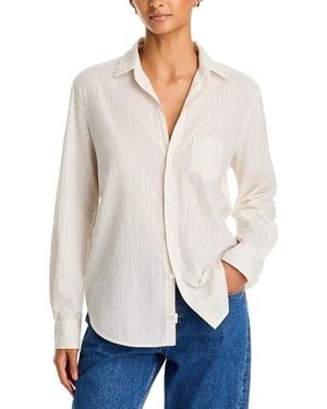 Frank & Eileen Cotton Printed Relaxed Button Up Shirt - White