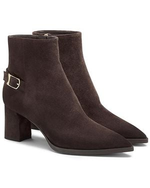Santoni Suede Mid-Heel Ankle Boot - Brown