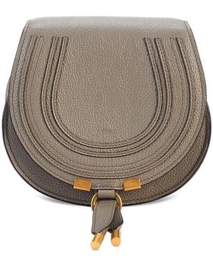 Chloé Marcie Small Leather Saddle Bag - Gray