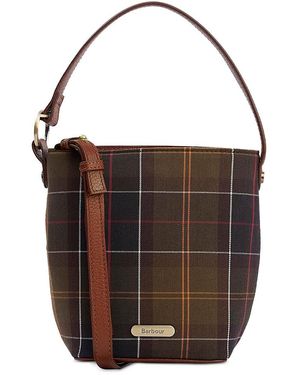 Barbour Cedar Mini Tartan Bucket Bag - Brown