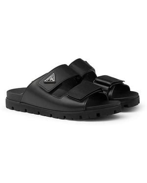Prada Leather Strap Sandals - Black