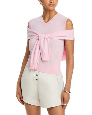 Alexander Wang Layered Look Cardigan & Tank Top - White