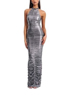 Miss Circle Abril Ruched Glitter Backless Gown - Metallic
