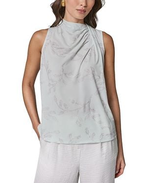 Donna Karan Twisted Shoulder Top - Gray