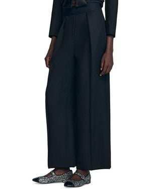 Sandro Elastic Waist Wide Leg Pants - Blue