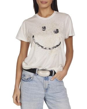Lauren Moshi Wolf Happy Crystal Splatter Tee - White
