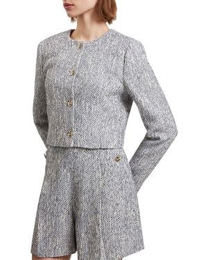 Ted Baker Vulpa Tailored Boucle Fitted Cropped Jacket - Gray