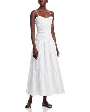 Michael Kors Smocked Cotton Poplin Maxi Dress - White