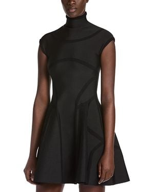 McQueen Jacquard Line Flared Mini Dress - Black