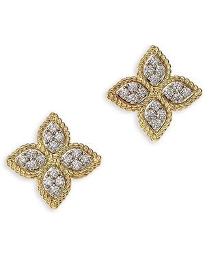 Roberto Coin 18K & Princess Flower Diamond Stud Earrings - Metallic