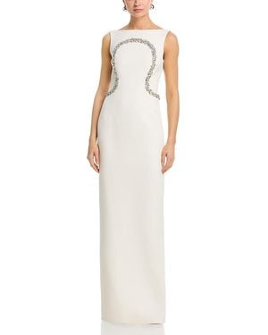 Safiyaa Riley Boat Neck Open Back Gown - White