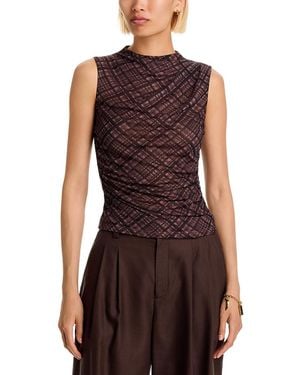 Aqua Plaid Mesh Sleeveless Top - Purple