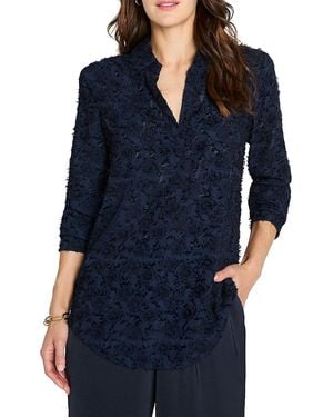 NIC+ZOE Any Occasion Clipped Jacquard Top - Blue