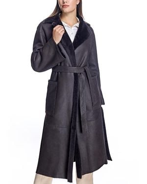 Maximilian Shearling Lamb Wrap Coat - Blue