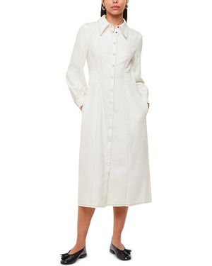 Whistles Harlowe Denim Midi Dress - White