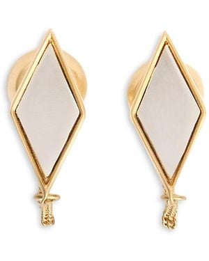 Jil Sander Two Tone Front To Back Earrings - Natural